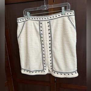 Anthropologie Dolan Left Coast Tulley Embroidered‎ Textured Mini Skirt Size L
